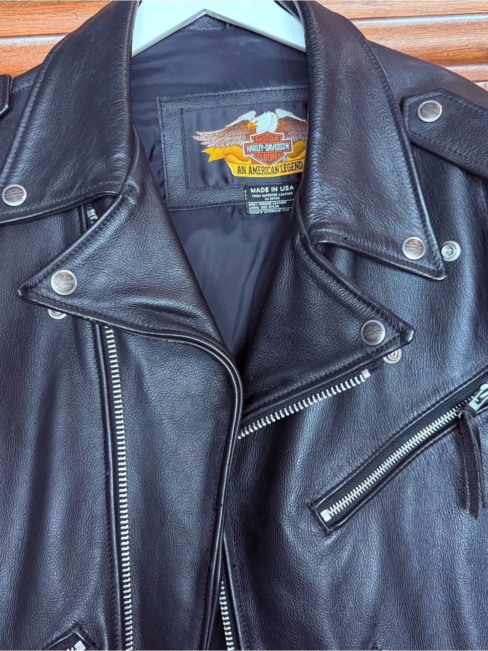 Harley-Davidson Basic Skins Black Leather Biker Jacket with Silver Hardware L